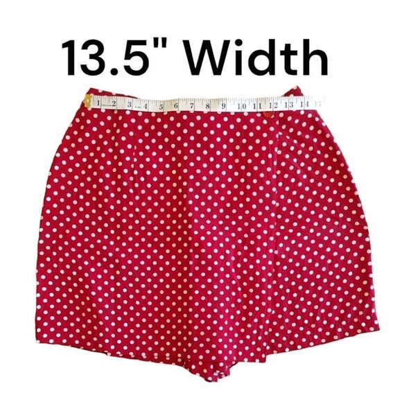 VTG 80s USA M.J. Carroll Red White Polkadot Front Wrap Skort Skirt Size 12 - Picture 15 of 16